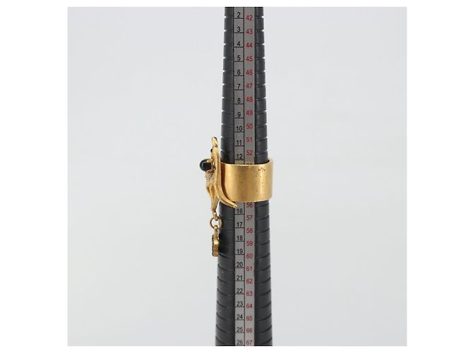 Anello CHANEL Motif Bambi Metallo Tono Oro Nero CC Auth bs36552 - vista 9