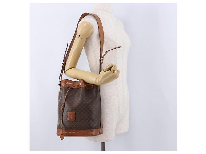16 Céline Borsa a tracolla CELINE Macadam PVC Pelle Marrone Tono Oro Auth 195775 - vista 25