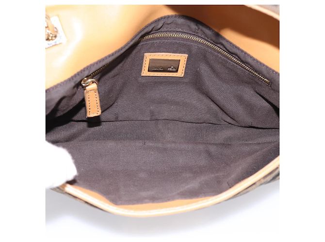 Borsa a tracolla con catena FENDI Zucca Canvas Nero e Marrone Auth 195522V - vista 10