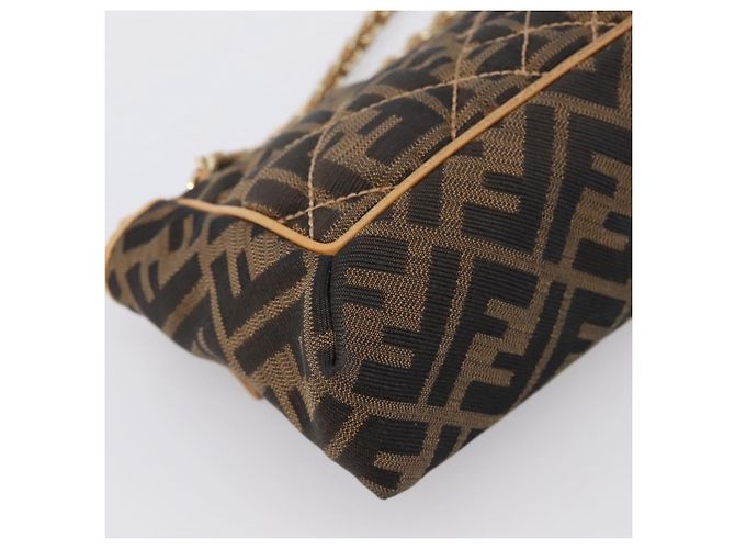 Borsa a tracolla con catena FENDI Zucca Canvas Nero e Marrone Auth 195522V - vista 17
