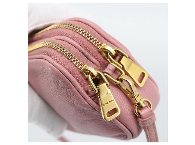 Borsa a tracolla Miu Miu in pelle rosa tono oro Auth 196211 - vista 10