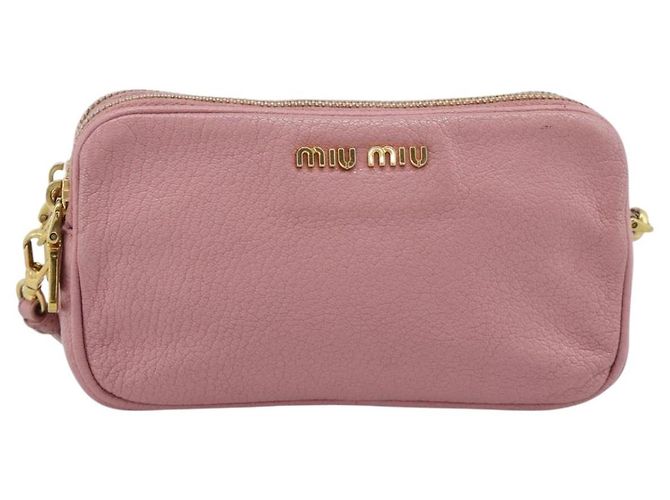 Borsa a tracolla Miu Miu in pelle rosa tono oro Auth 196211 - vista 13