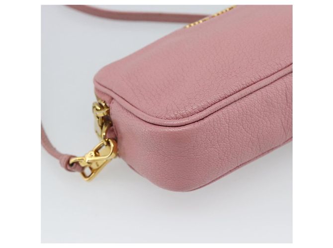 Borsa a tracolla Miu Miu in pelle rosa tono oro Auth 196211 - vista 14