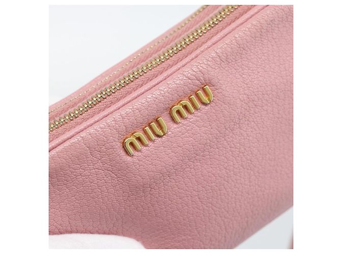 Borsa a tracolla Miu Miu in pelle rosa tono oro Auth 196211 - vista 17