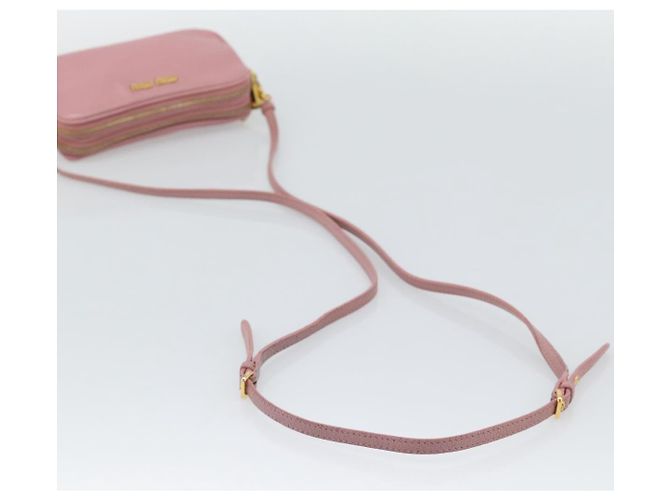 Borsa a tracolla Miu Miu in pelle rosa tono oro Auth 196211 - vista 7
