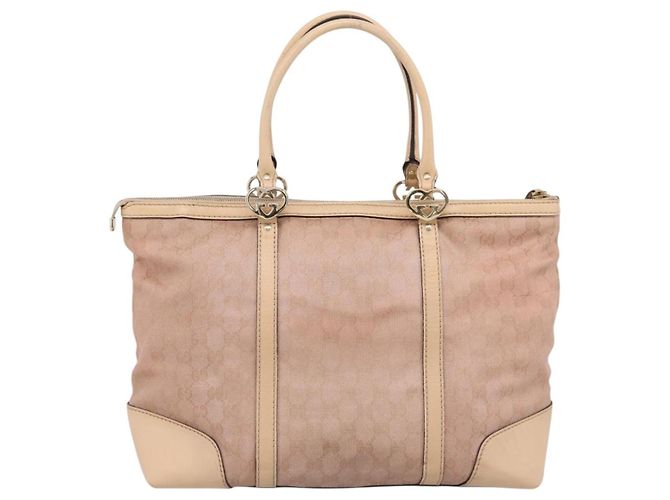 Borsa Tote GUCCI GG Canvas Rosa Tono Oro 257068 Auth BA14937 - vista 2