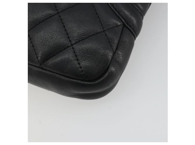 Borsa a tracolla CHANEL Cambon Line Matelasse in pelle nera con CC argento Auth 196024A Nero - Ansicht 17