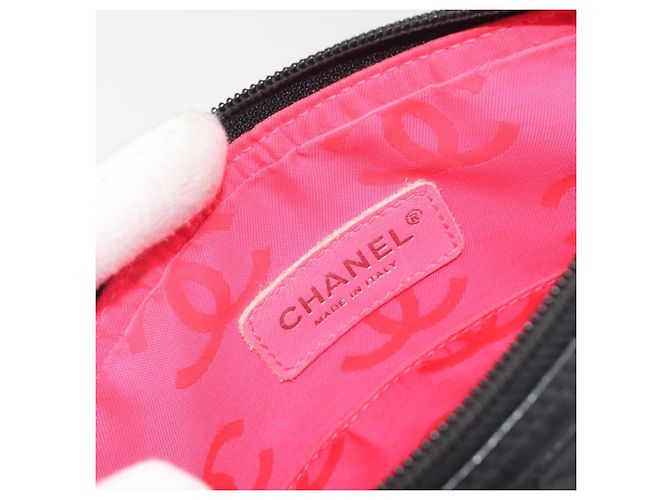 Borsa a tracolla CHANEL Cambon Line Matelasse in pelle nera con CC argento Auth 196024A Nero - Ansicht 18