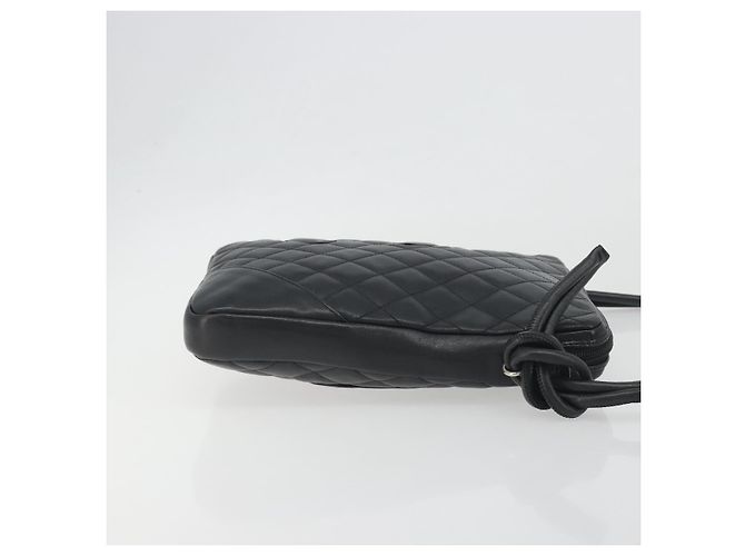 Borsa a tracolla CHANEL Cambon Line Matelasse in pelle nera con CC argento Auth 196024A Nero - Ansicht 3