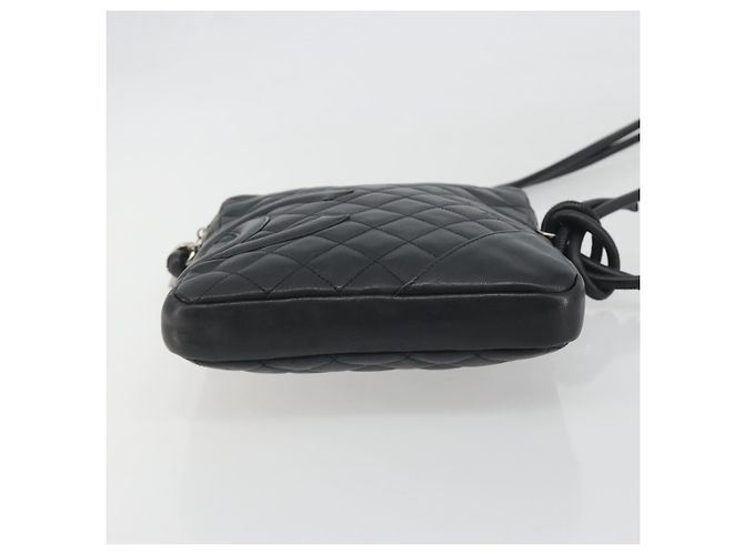 Borsa a tracolla CHANEL Cambon Line Matelasse in pelle nera con CC argento Auth 196024A Nero - Ansicht 5