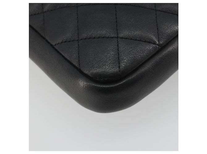 Borsa a tracolla CHANEL Cambon Line Matelasse in pelle nera con CC argento Auth 196024A Nero - Ansicht 9