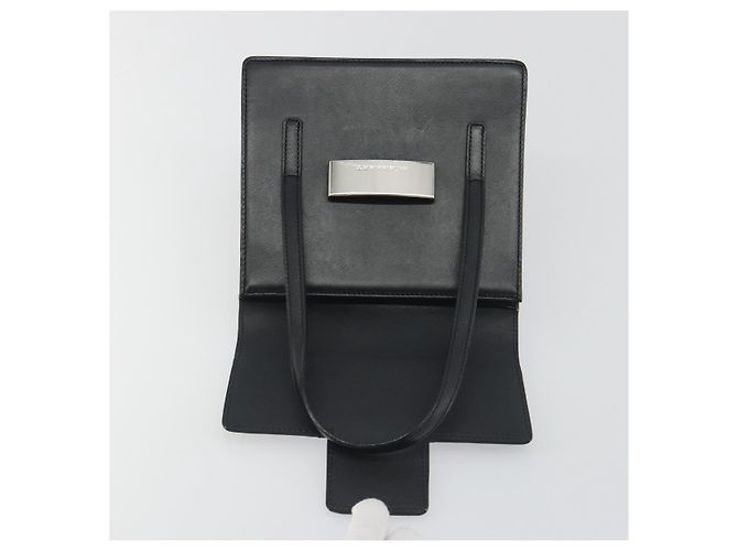 Borsa a Mano BURBERRY Pelle Nero Argento Auth 196118 - vista 10