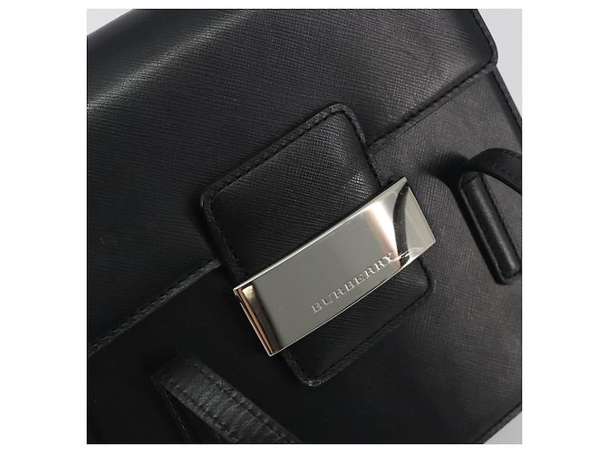Borsa a Mano BURBERRY Pelle Nero Argento Auth 196118 - vista 17