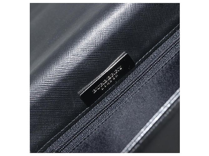 Borsa a Mano BURBERRY Pelle Nero Argento Auth 196118 - vista 18