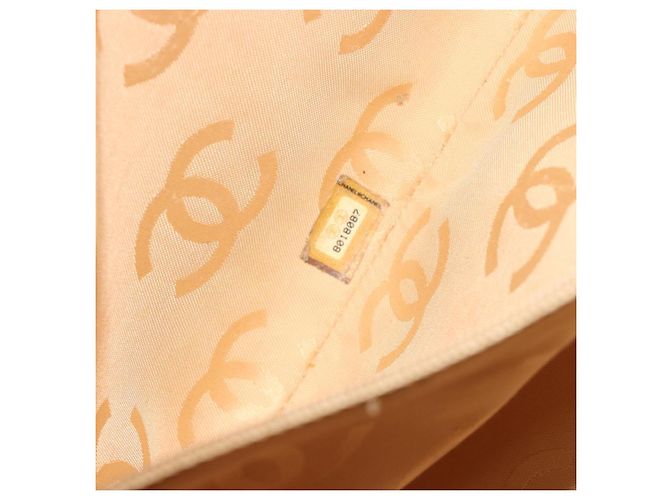 Borsa a tracolla CHANEL Wild Stitch in pelle beige e oro CC Auth 195981A D'oro - vista 12
