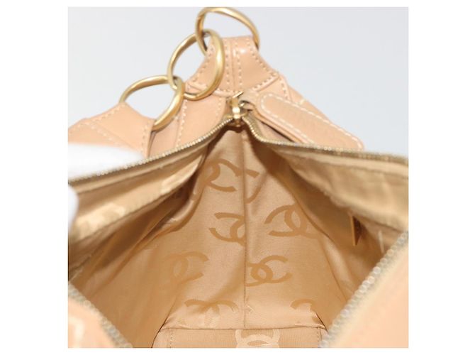 Borsa a tracolla CHANEL Wild Stitch in pelle beige e oro CC Auth 195981A D'oro - vista 19