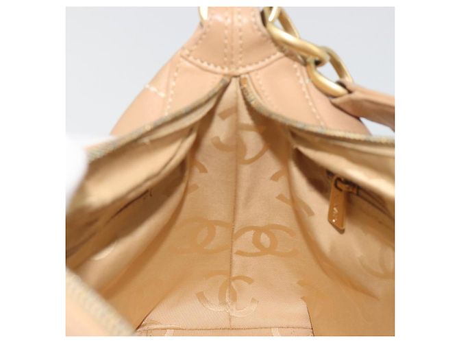 Borsa a tracolla CHANEL Wild Stitch in pelle beige e oro CC Auth 195981A D'oro - vista 20