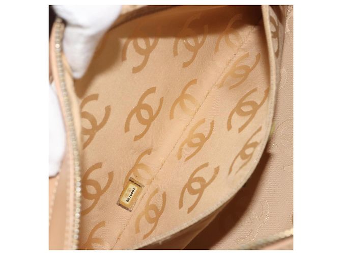 Borsa a tracolla CHANEL Wild Stitch in pelle beige e oro CC Auth 195981A D'oro - vista 22