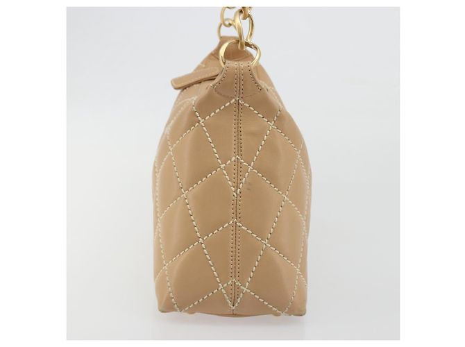 Borsa a tracolla CHANEL Wild Stitch in pelle beige e oro CC Auth 195981A D'oro - vista 3