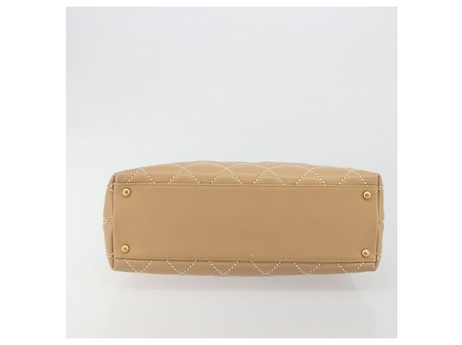 Borsa a tracolla CHANEL Wild Stitch in pelle beige e oro CC Auth 195981A D'oro - vista 5