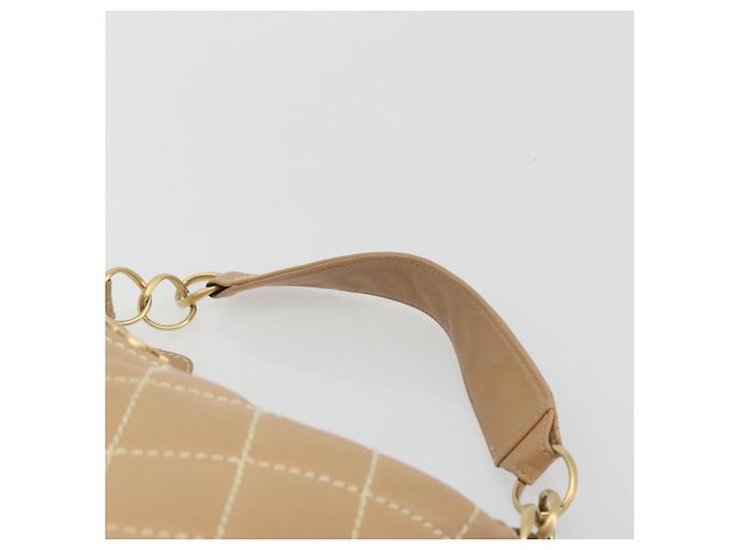 Borsa a tracolla CHANEL Wild Stitch in pelle beige e oro CC Auth 195981A D'oro - vista 8