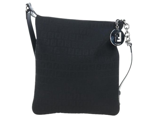 Borsa a tracolla FENDI Zucchino Canvas Nero Argento 8BT151 Auth 195776V - vista 13