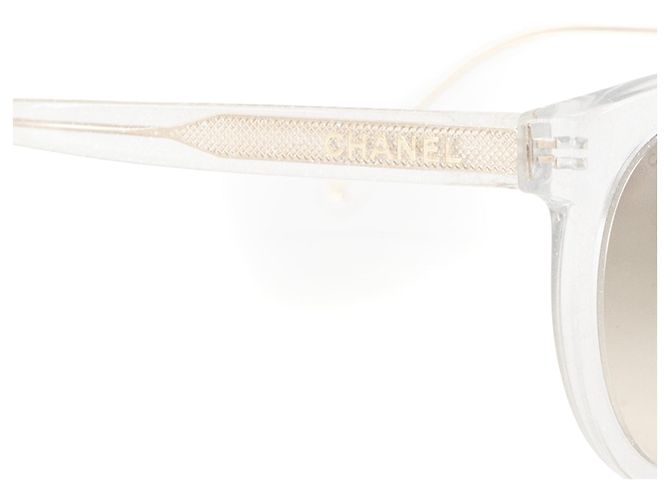CHANEL - Occhiali da sole Chanel in acetato trasparente glitterato Bianco - vista 3