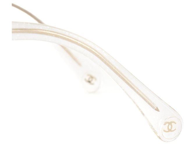 CHANEL - Occhiali da sole Chanel in acetato trasparente glitterato Bianco - vista 6