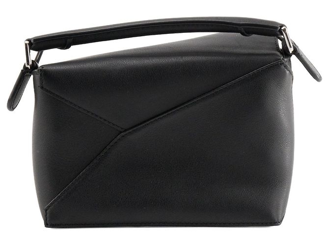 LOEWE - Borsa a tracolla Puzzle Mini Loewe in pelle grana grossa nera Nero - vista 3