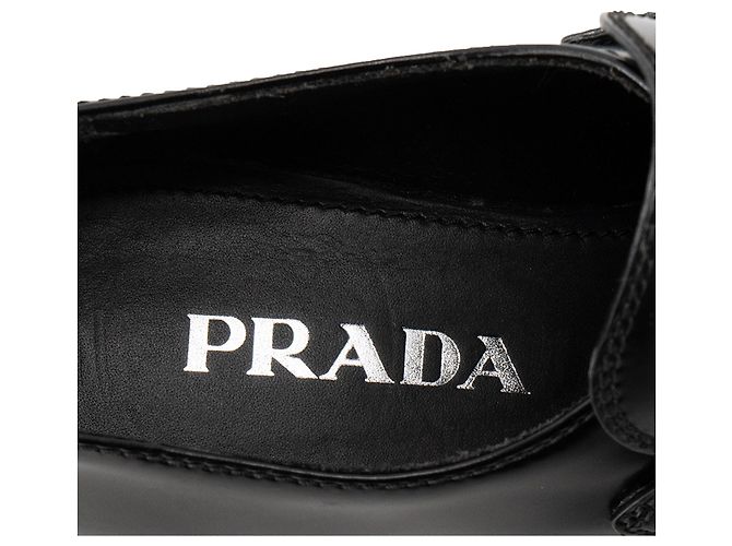 PRADA - Mocassini Chocolate Prada in pelle spazzolata nera (T35,5) Nero - vista 6
