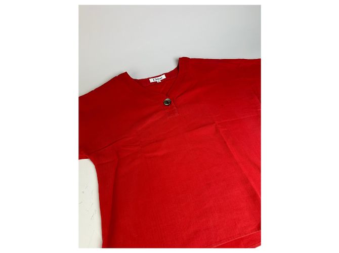 Chloé Top Vintage Chloe in misto cotone Rosso L - vista 5
