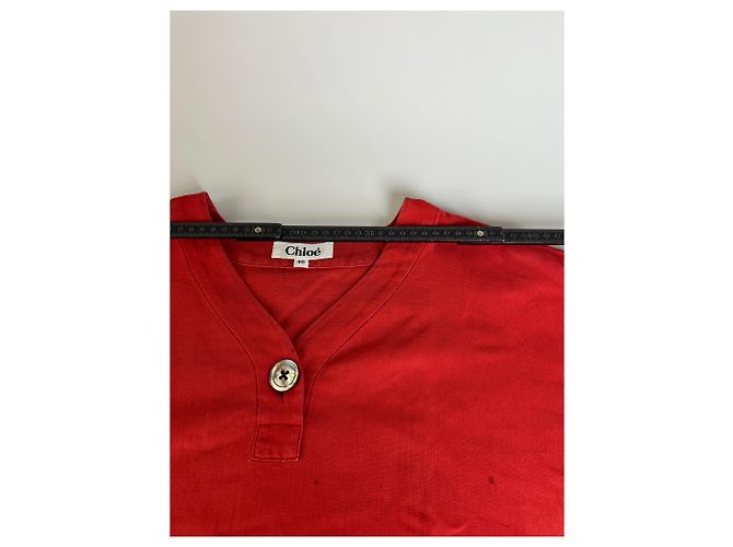 Chloé Top Vintage Chloe in misto cotone Rosso L - vista 8