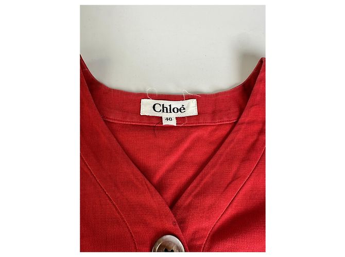 Chloé Top Vintage Chloe in misto cotone Rosso L - vista 9