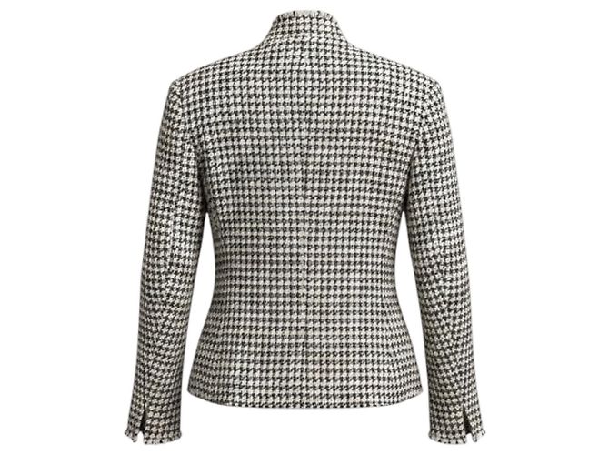 Akris Punto White / Black Tweed-Jacke mit Fransen Mehrfarben - Ansicht 3