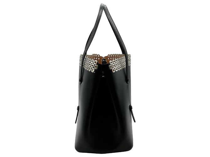 Tote in pelle nera con occhielli Alaïa Nero - vista 2