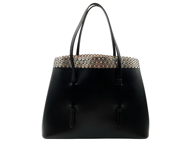 Tote in pelle nera con occhielli Alaïa Nero - vista 3