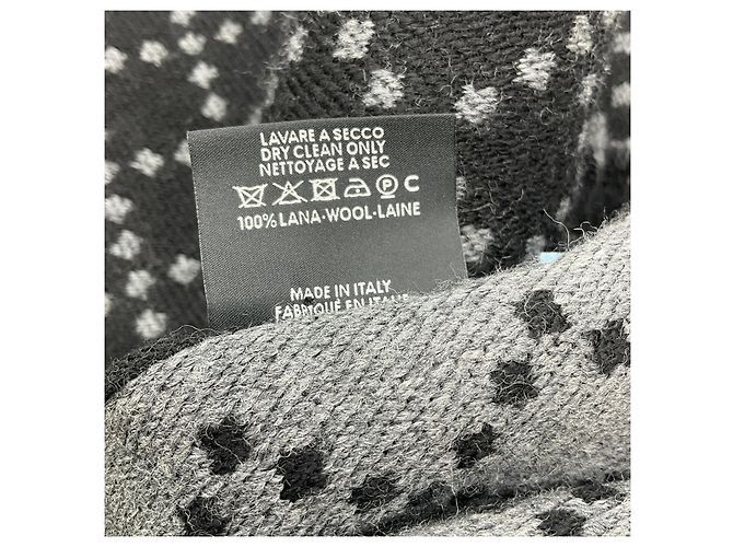 Sciarpa in lana Gucci Black / Grey GG Logo con bordo frangiato Nero - vista 5
