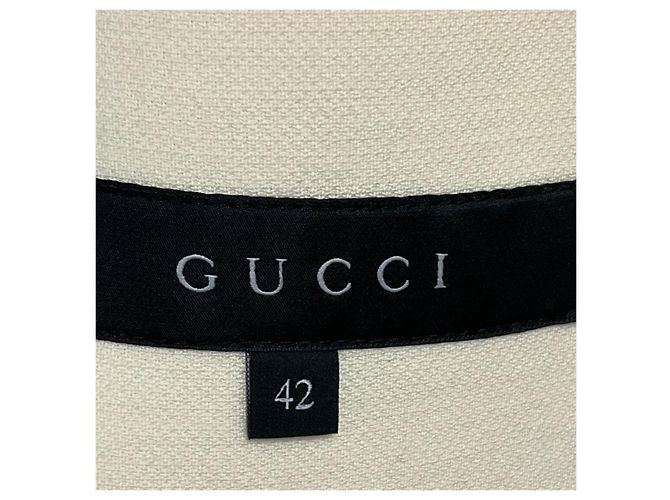 Gucci Ivory Double Breasted Wool Pea Coat with Silver Buttons Beige - view 4