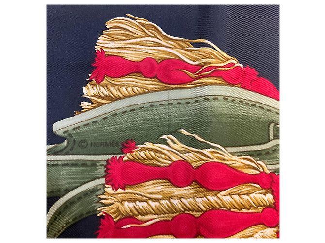 Hermès Pañuelo de seda twill Hermes Dark Navy Blue / Red / Gold Multi Bride de Cour Multicolor - vista 5