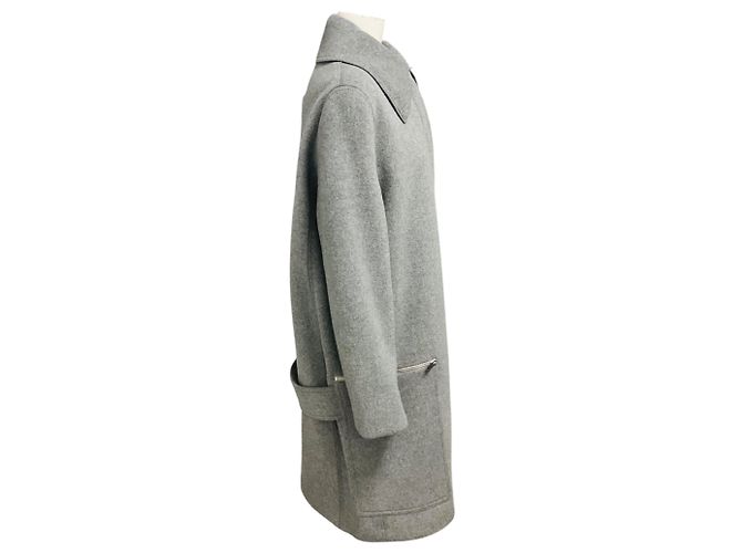 Stella Mc Cartney Stella McCartney Grey Zip Front Mid Length Wool Coat - view 2