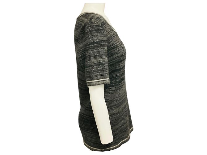 Pull-over en maille de cachemire à manches courtes Chanel Gris - vue 2