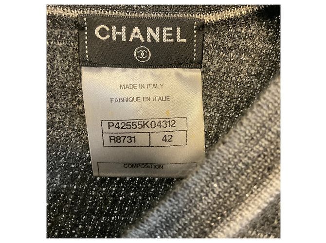 Pull-over en maille de cachemire à manches courtes Chanel Gris - vue 4