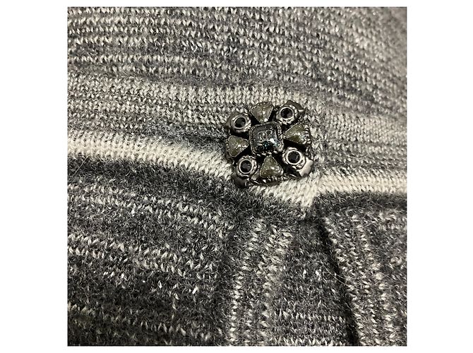 Pull-over en maille de cachemire à manches courtes Chanel Gris - vue 5