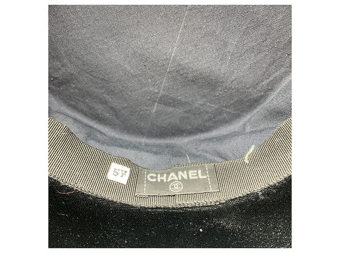 Chanel Vintage Rare Samthut mit schwarzem Ripsband-Besatz - Ansicht 7