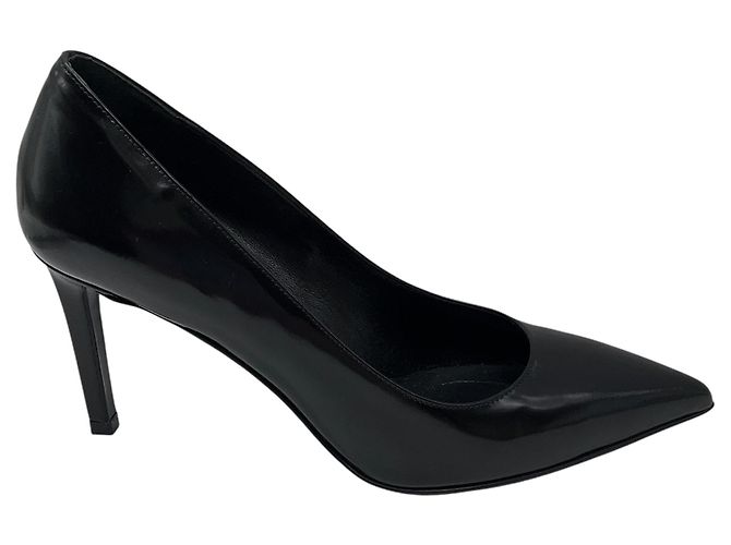 Décolleté Classic in Pelle con Punta Affusolata Saint Laurent Nero - vista 2