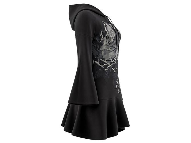Valentino Garavani Valentino Sudadera Peplum Estampada de Rosa Negra / Mini Vestido - vista 2
