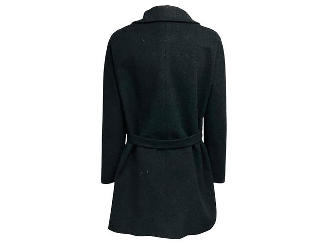 Chloé Chloe Anthracite Grey Belted Wool Coat with Asymmetrical Buttons - view 3