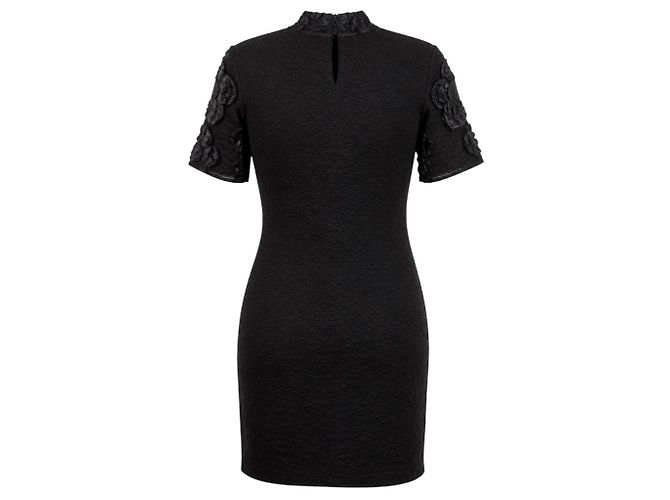 Fendi schwarzes Kurzarm-Cocktailkleid mit Plissee-Effekt - Ansicht 3