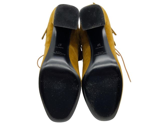 Stivaletti stringati con frange in camoscio Cognac Saint Laurent Marrone - vista 6