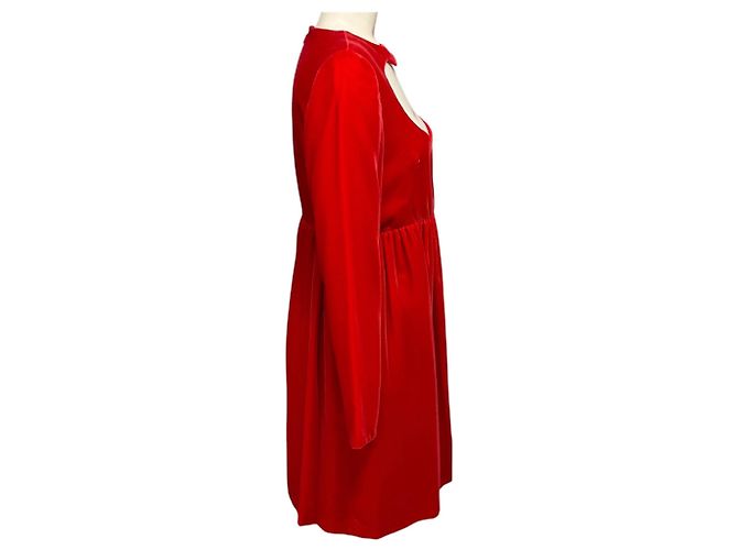 Chloé Chloe Red Crush Samtkleid mit Herz-Cut-Out-Detail Rot - Ansicht 2